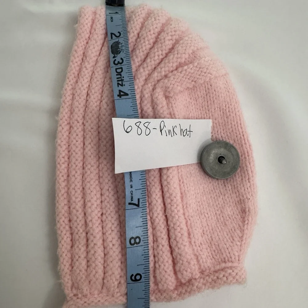 Vintage Baby Tied Bonnet Hat Hand Knitted Peach Pink, Winter‎ Cute, Adjustable